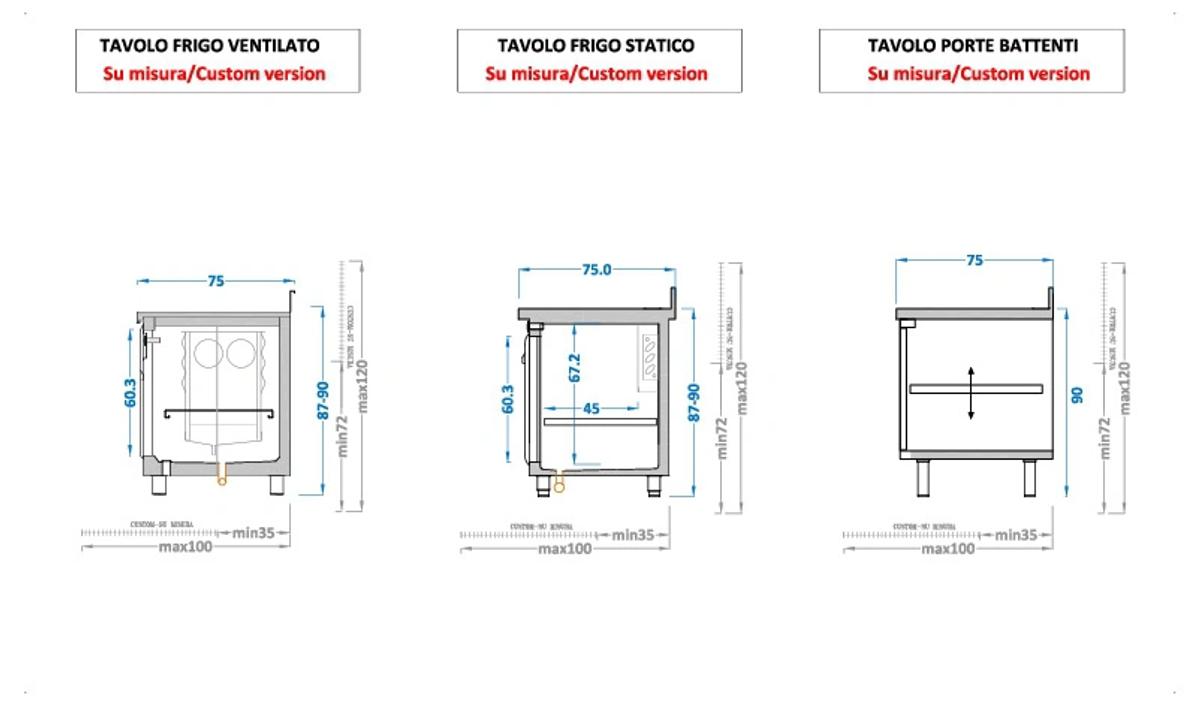 refrigerated back counter tables for gastronomy sections