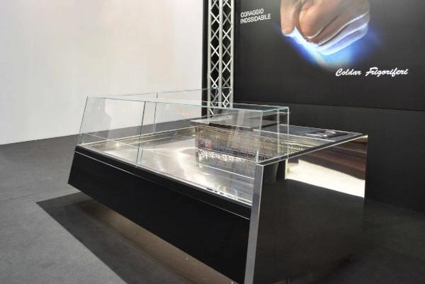 butcher refrigerator counters with slanted glass